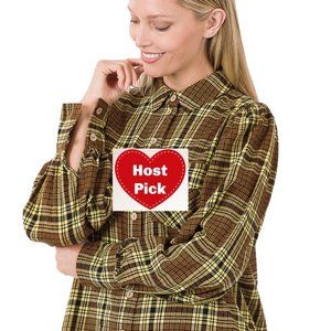 Plaid Buttoned Down Shirt for Women -  check dress shirt Tuck it or UnTuck it